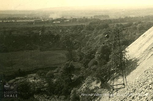 Close up showing route across the Linhouse water, with mine terminus and Dedridge rows in the distance.