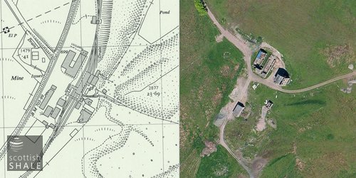 1957 map, and what survives today. Courtesy of National Library of Scotland.