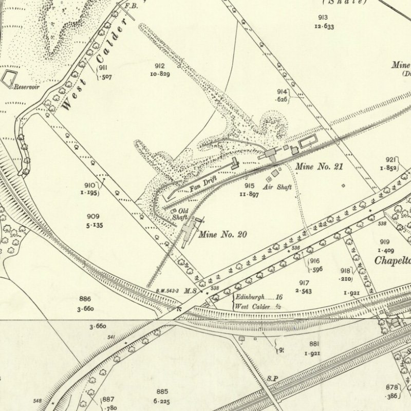 Polbeth No.21 Mine - 25" OS map c.1907, courtesy National Library of Scotland