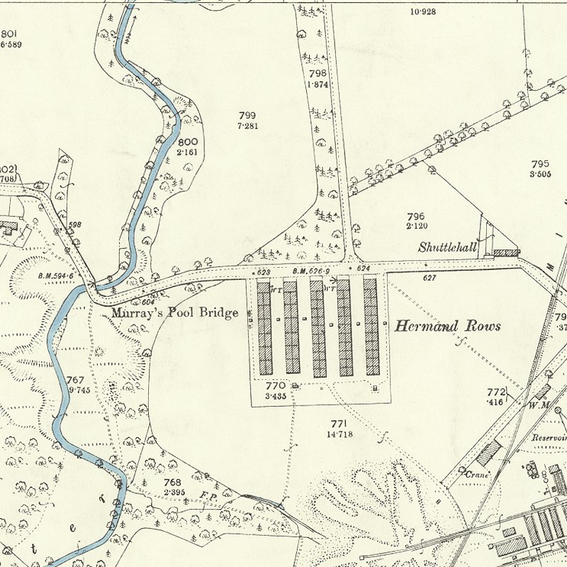 Hermand New Rows - 25" OS map c.1897, courtesy National Library of Scotland