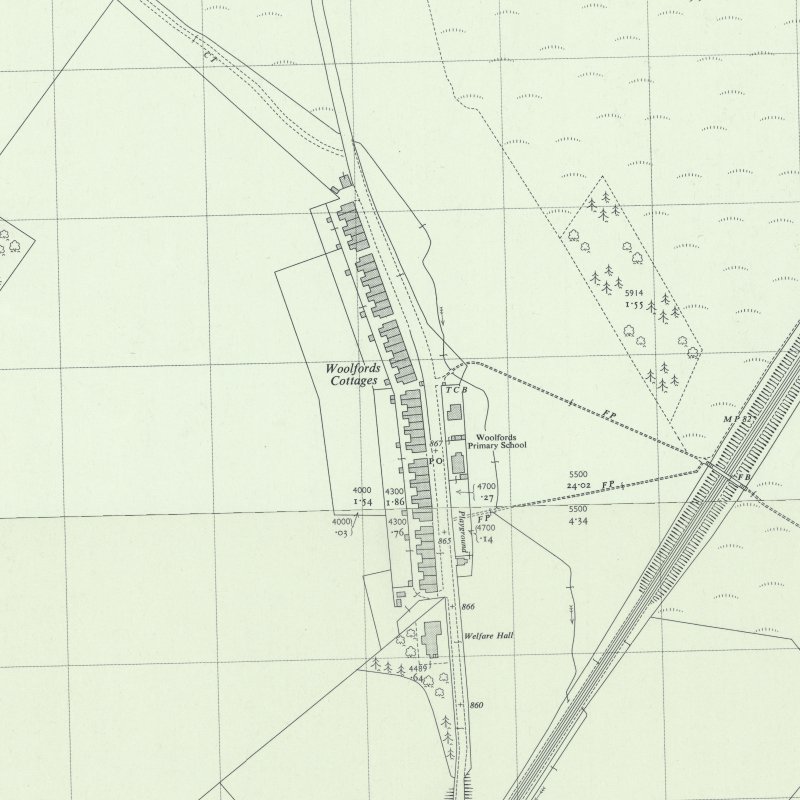 Woolfords Cottages - 1:2,500 OS map c.1954, courtesy National Library of Scotland