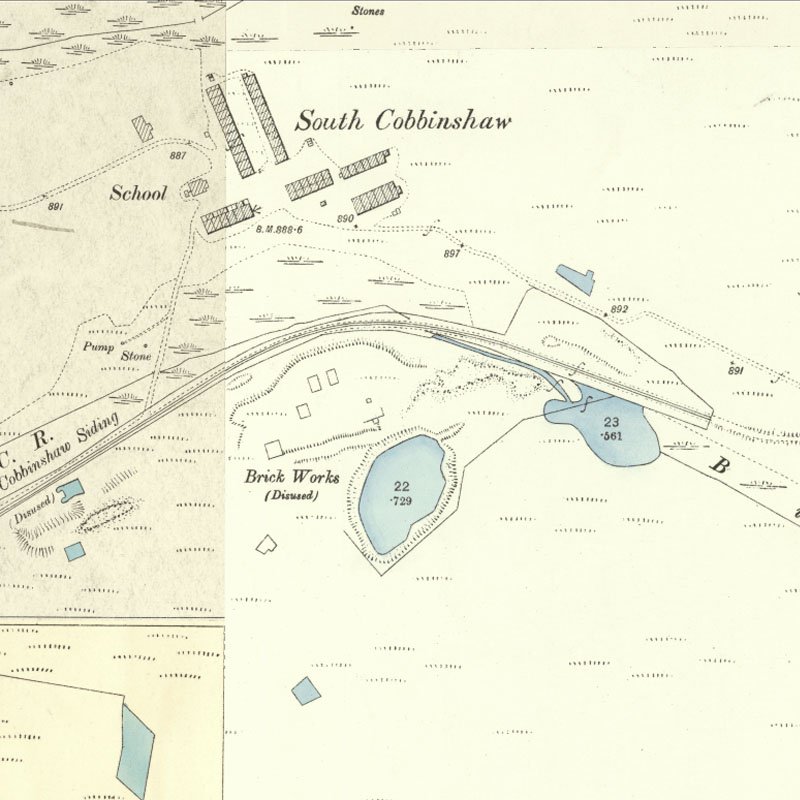 Cobbinshaw South Oil Works - 25" OS map c.1895, courtesy National Library of Scotland